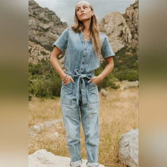 NWT Tnr Jeans Women's Denim Jumpsuit Belted Pockets Size XS - Picture 10 of 10